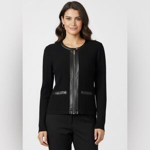 7 Avenue New York & Company Black Women's M Jacket Sweater Full Zip Long Sleeve